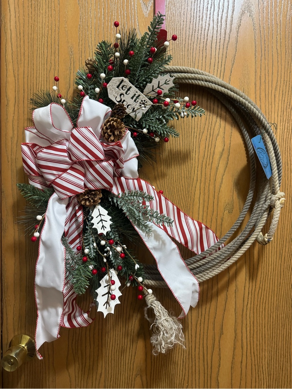 Festive Red & White Holiday Wreath with Bow